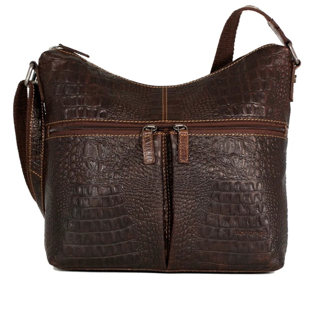 NWT Jack Georges Fine Leather Goods Hornback Croco Hobo Bag Purse